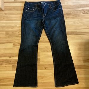 Womens American Eagle Dark Wash Bootcut Jeans Size 14 Regular